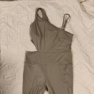 Joy Lab Tan Khaki Yoga Leotard, Size M, Flair Leg, One Piece, Built-in Bra